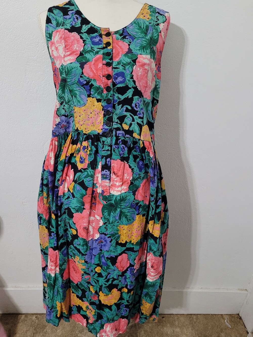 Vintage Floral Sleeveless Cotton Dress